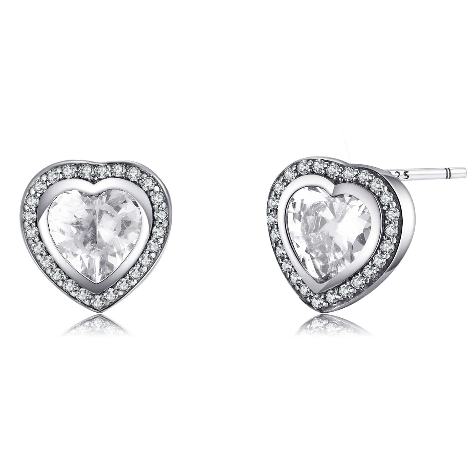 Celestia Boucles d'Oreilles Cœur Argent 925 – Zircone