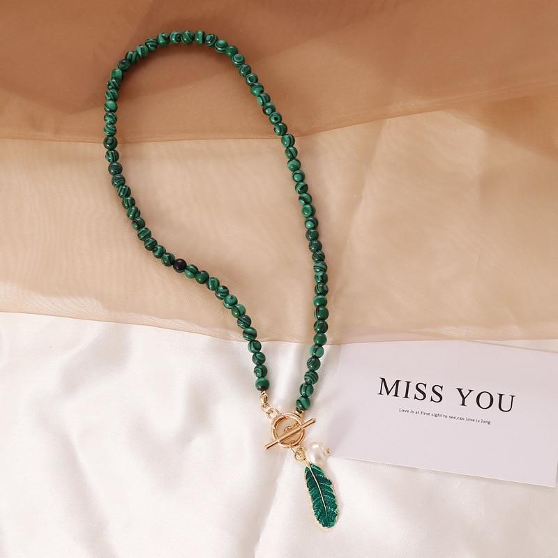 Thalina - Collier en pierre de malachite naturelle