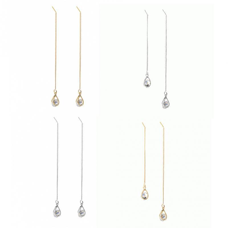 Isalyn - Longues boucles d'oreilles pendantes à strass