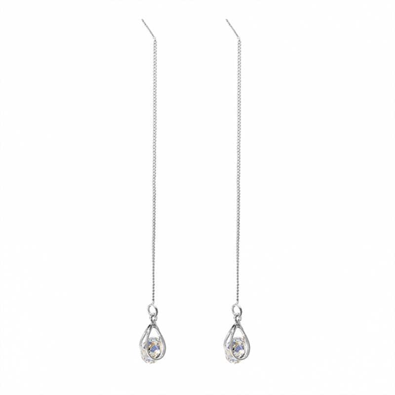 Isalyn - Longues boucles d'oreilles pendantes à strass