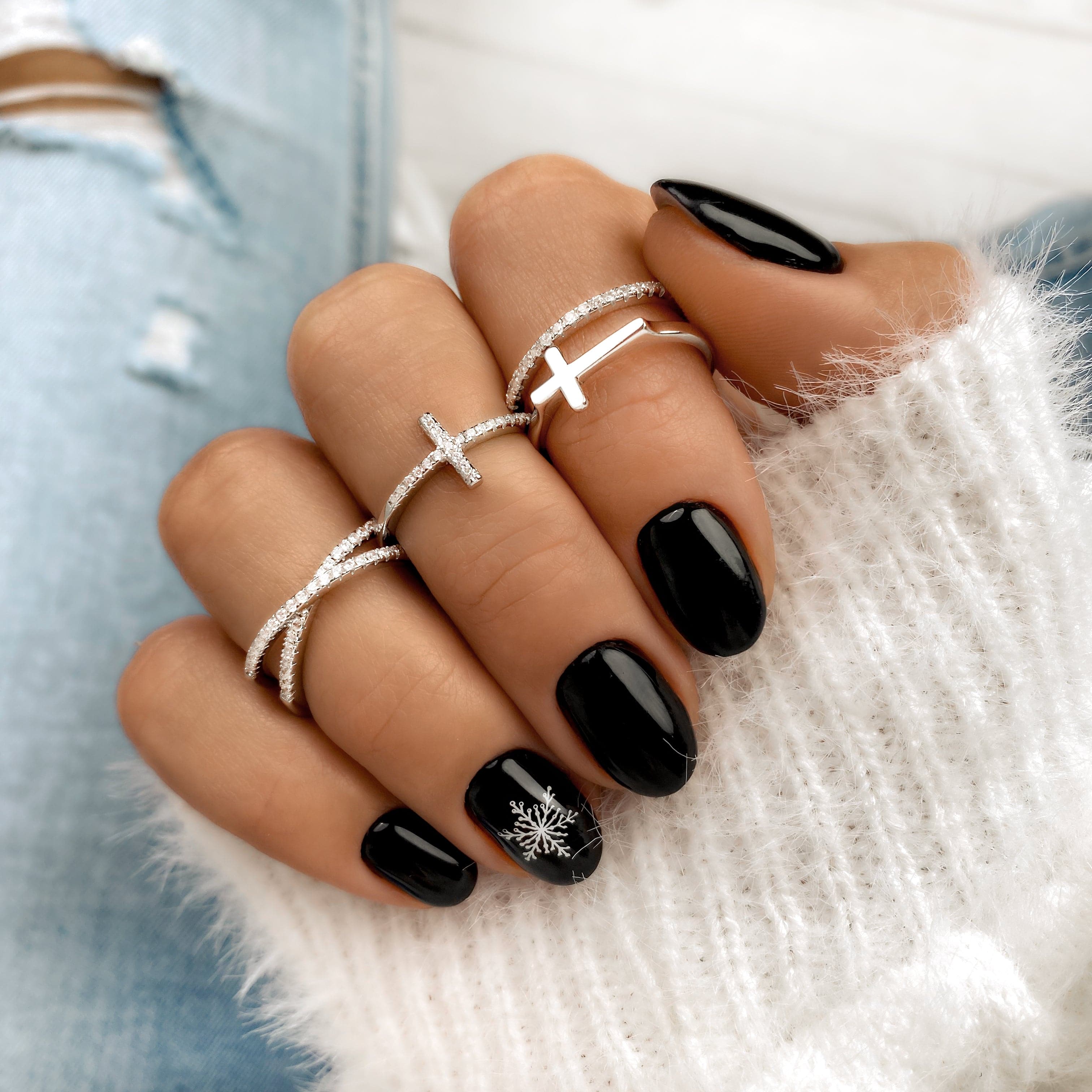 Faith - Bague croix en zircone, argent 925 alliant foi et style