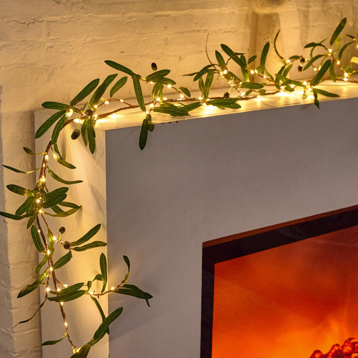 OliveMagic - 96 LED Olive Branch String Lights for Indoor and Outdoor
