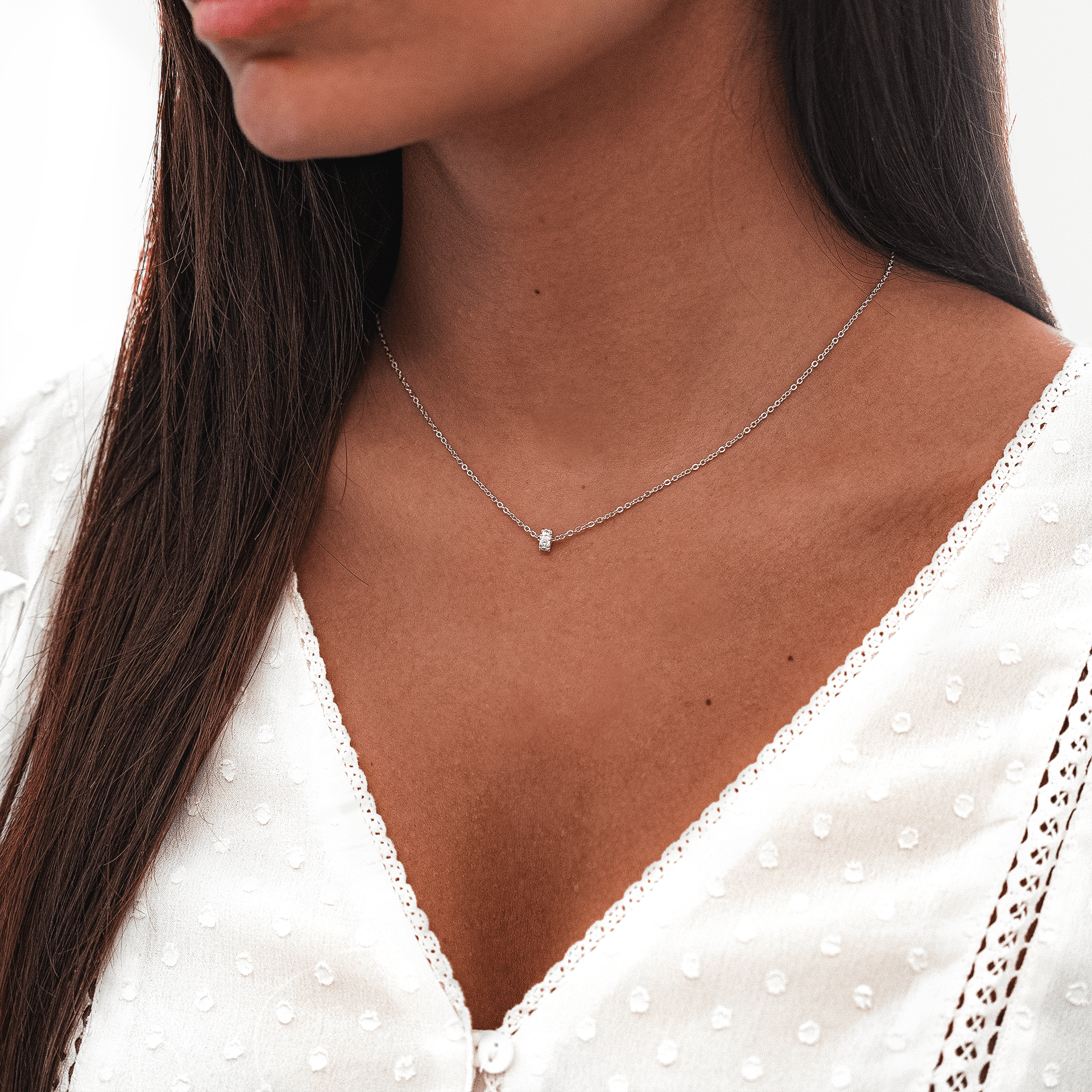Valerie - Collier cercle en zircone, pendentif en argent 925