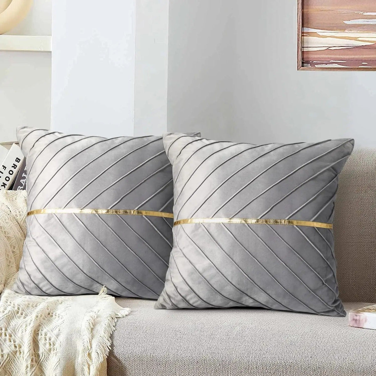 Noir Elegance - Velvet Cushion Cover with Gold Sequins