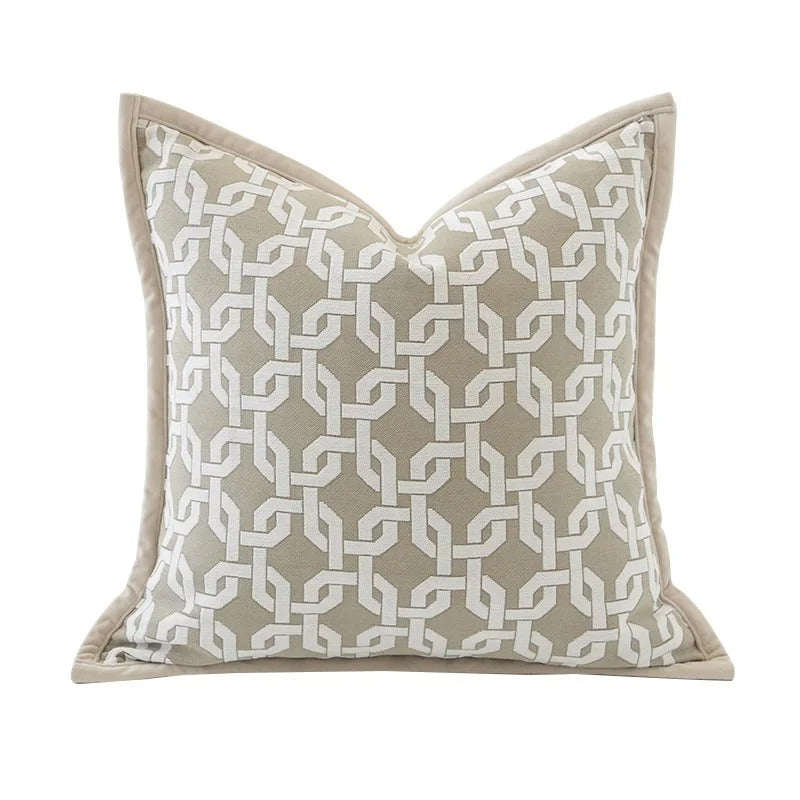 VelvetGlow - Reversible Geometric Jacquard Cushion Cover