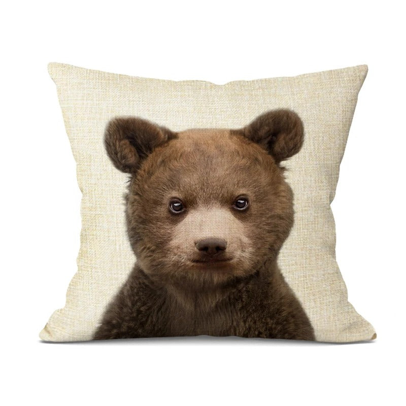 WhimsyWeave - Linen Animal Cushion Cover for Kids' Bedroom