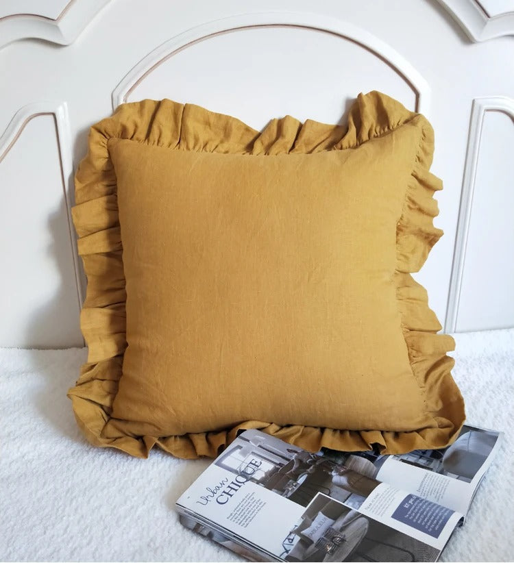 Bellina Linen Elegance - Ruffled Linen Cushion Cover