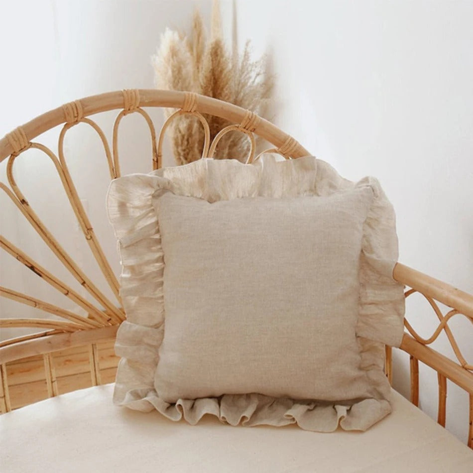 Bellina Linen Elegance - Ruffled Linen Cushion Cover