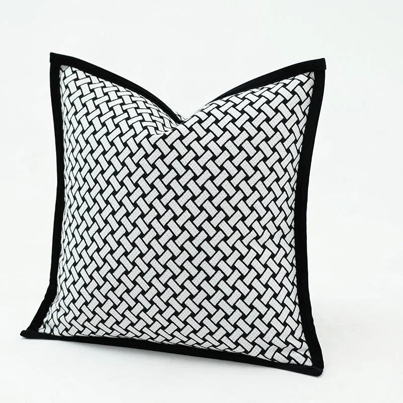 VelvetGlow - Reversible Geometric Jacquard Cushion Cover