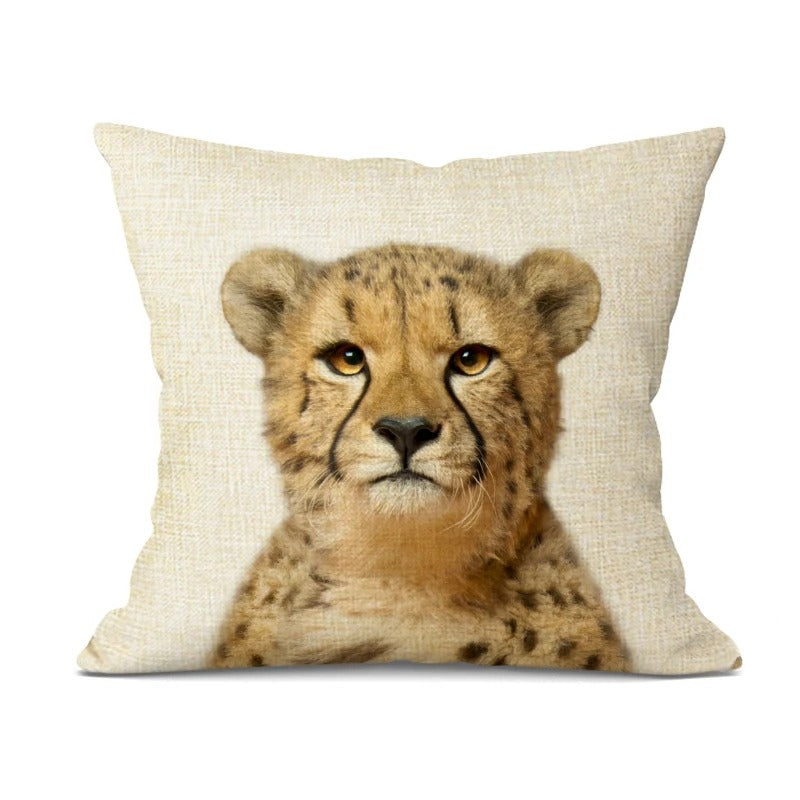 WhimsyWeave - Linen Animal Cushion Cover for Kids' Bedroom