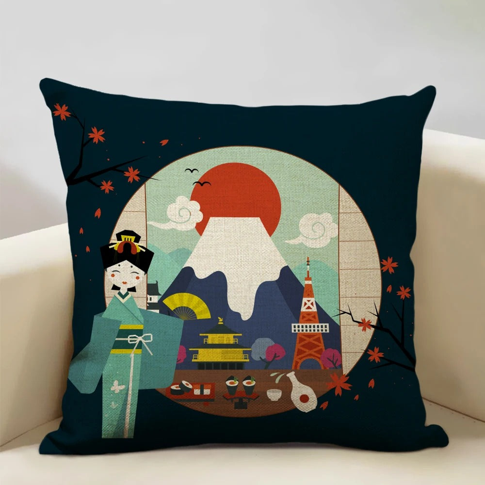 BeauRêve - Japanese Ukiyo-e Mount Fuji Cushion Cover