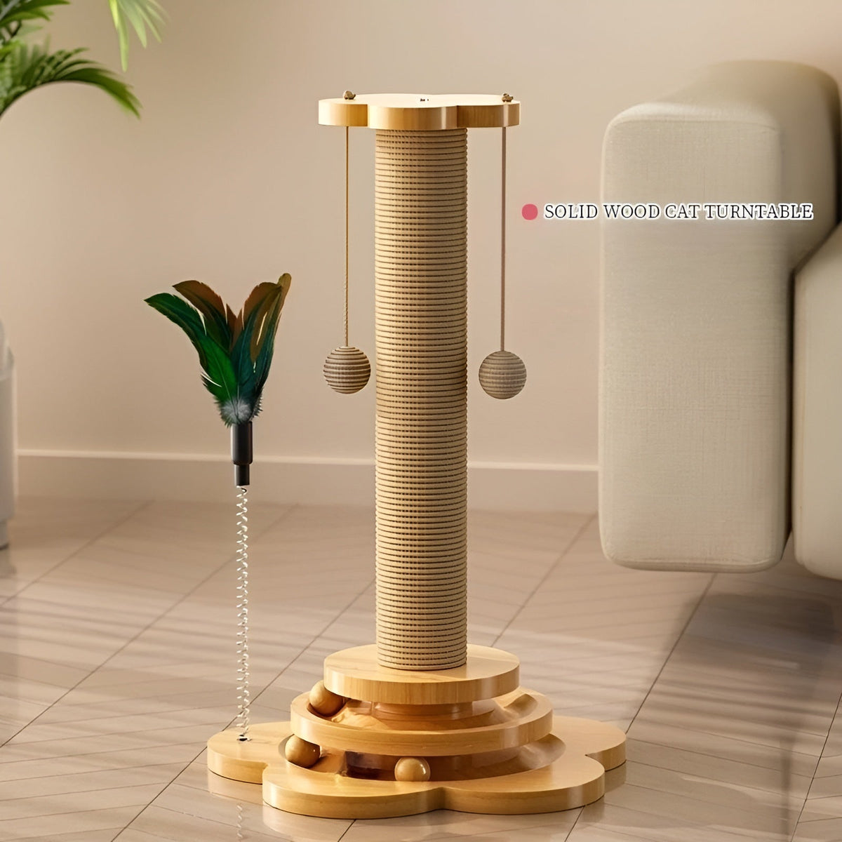 WoodPounce - Elegant Wooden Interactive Cat Toy