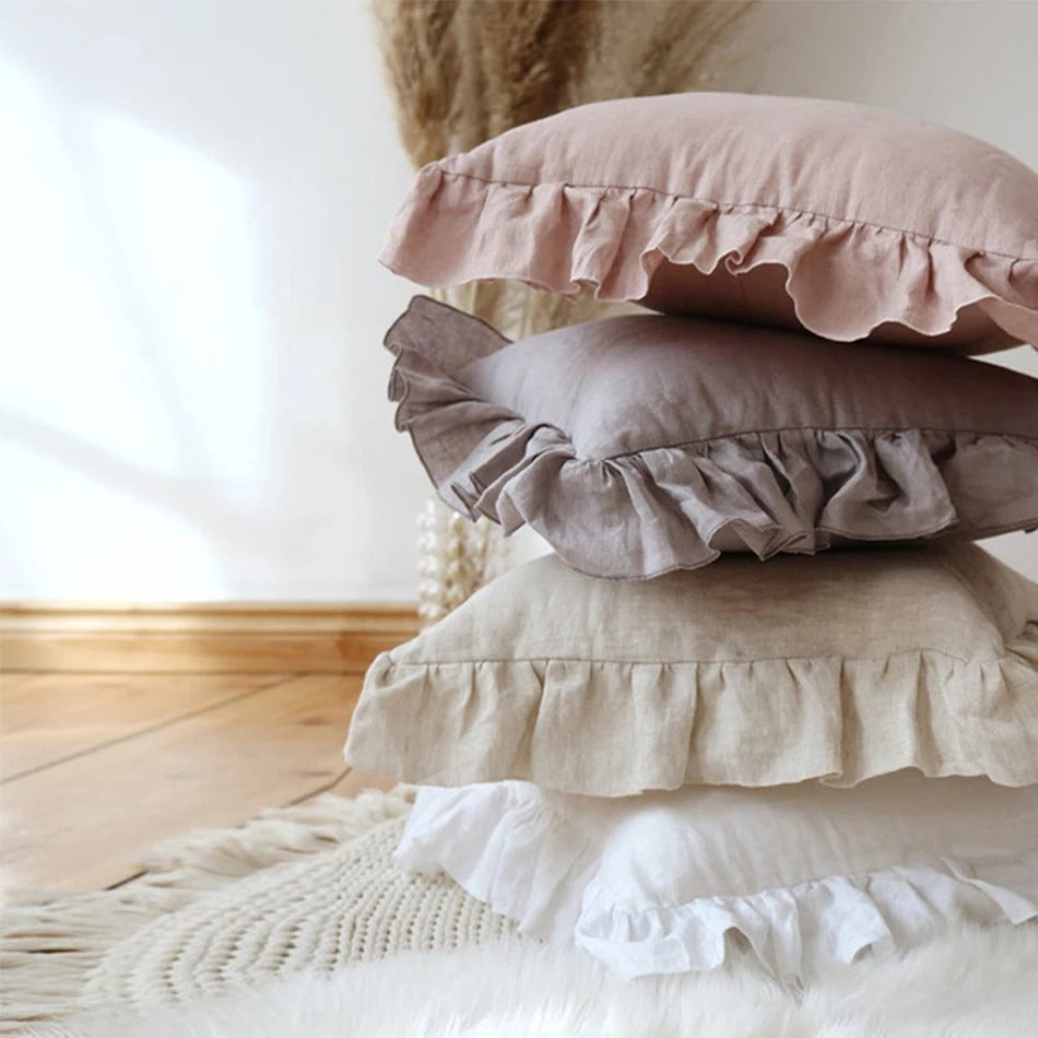 Bellina Linen Elegance - Ruffled Linen Cushion Cover