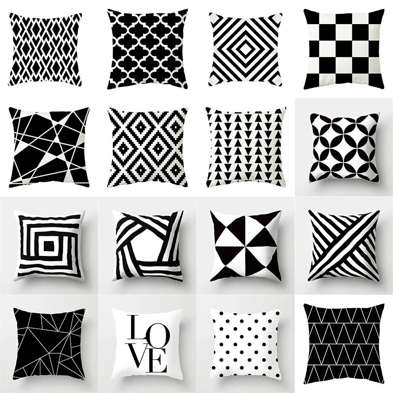 Ulinea - Black and White Geometric Cushion Cover