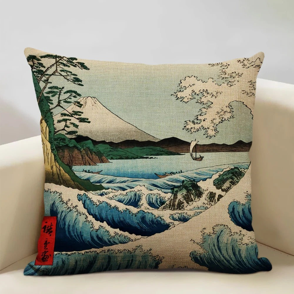 BeauRêve - Japanese Ukiyo-e Mount Fuji Cushion Cover
