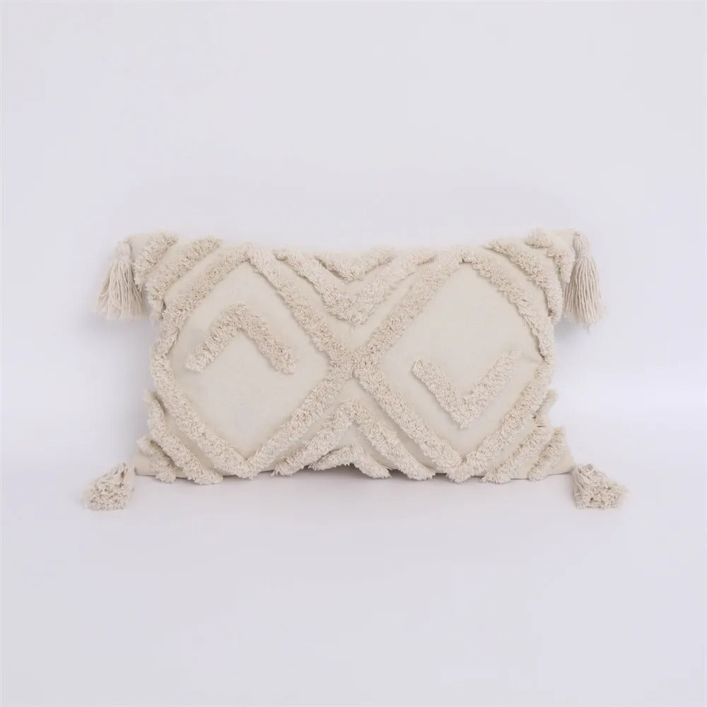 ZulaWeave - Tufted Bohemian Cushion Cover with Moroccan Accents
