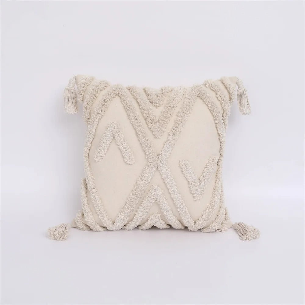 ZulaWeave - Tufted Bohemian Cushion Cover with Moroccan Accents