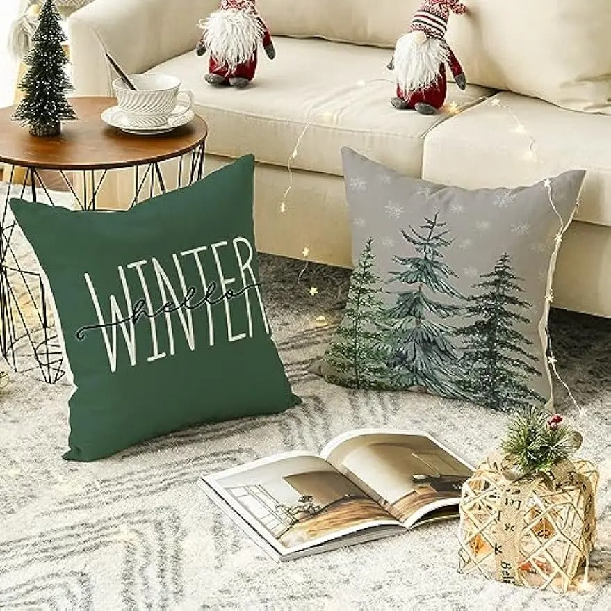 Festive Christmas - Christmas Tree Cushion Cover for Winter Ambience