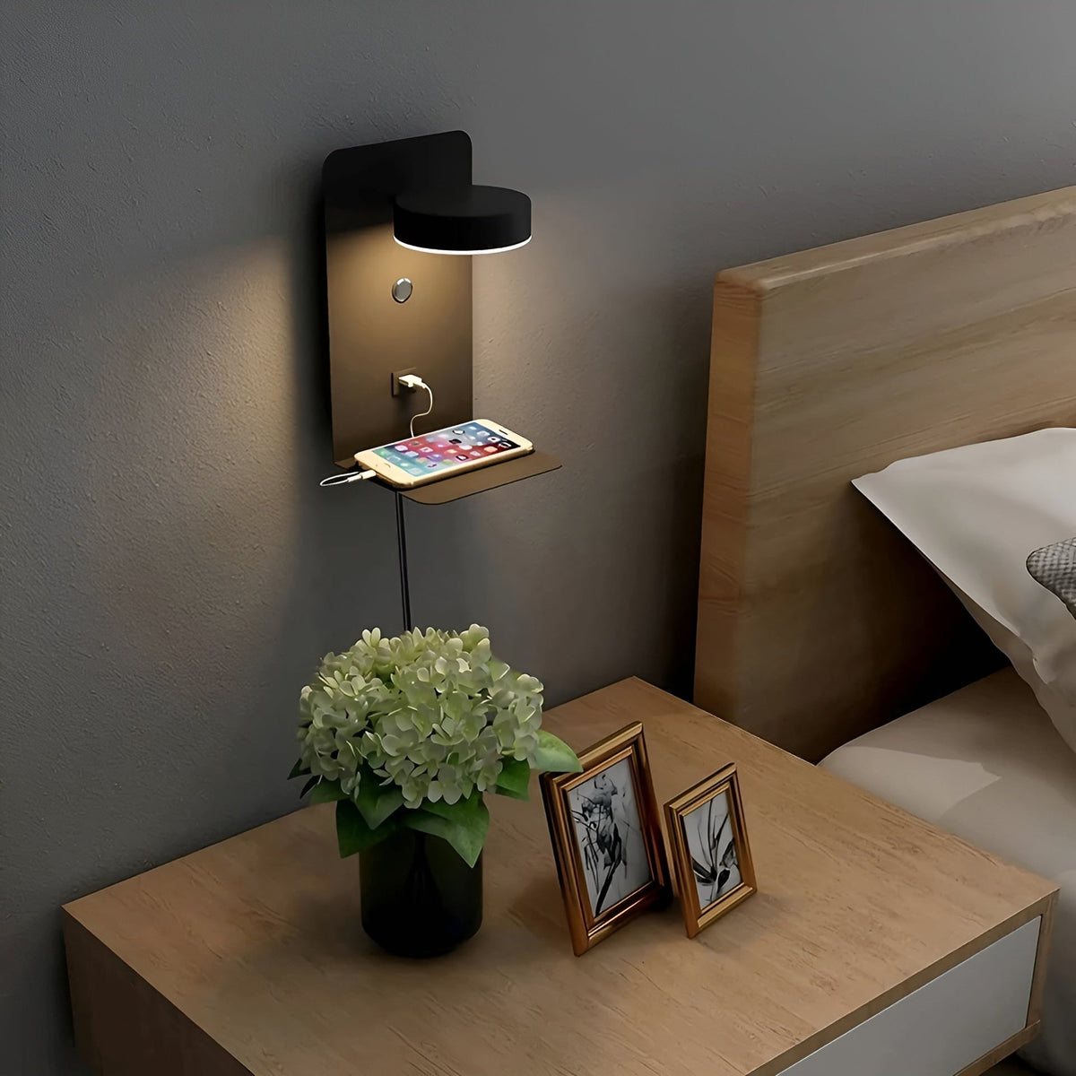 ChargeBright - LED Wall Lamp with USB Charging Port