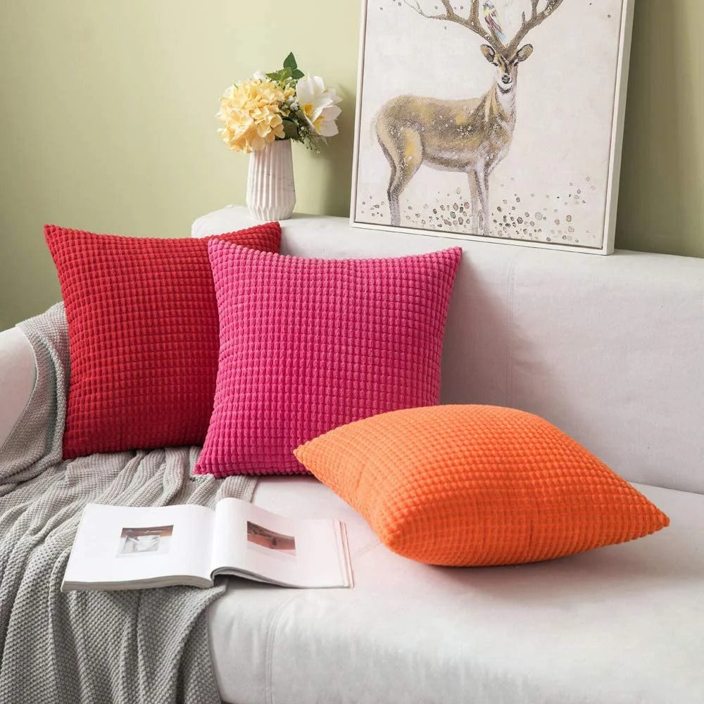 Pluchehome - Corduroy Cushion Cover with Corn Kernel Pattern