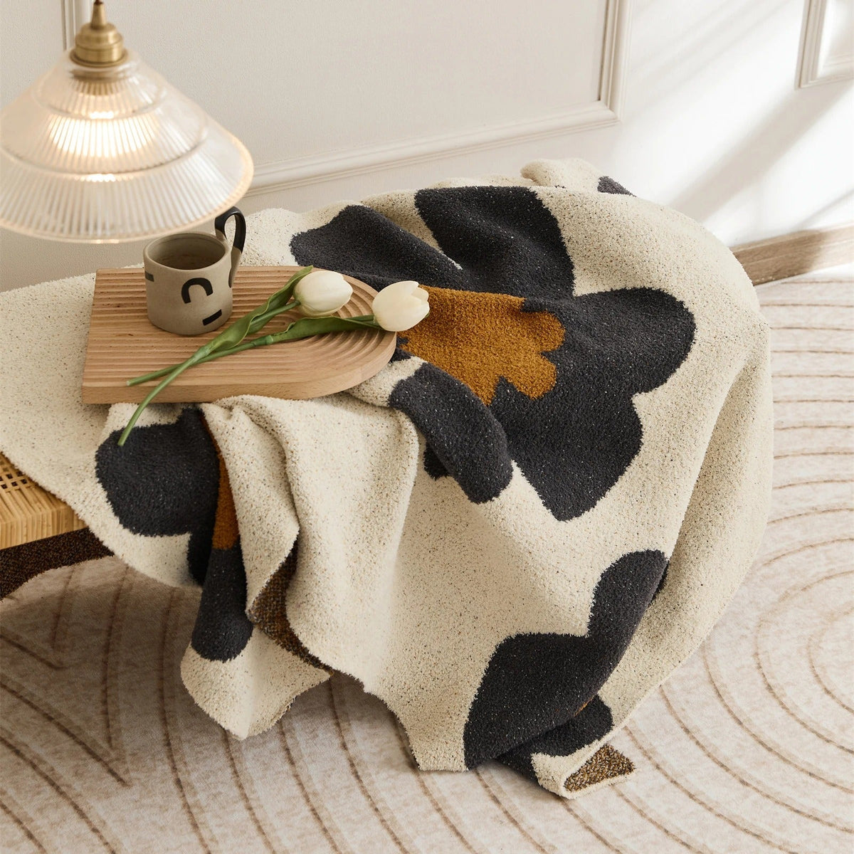 FloralSoft - Soft Warm Microfiber Throw with Floral Print