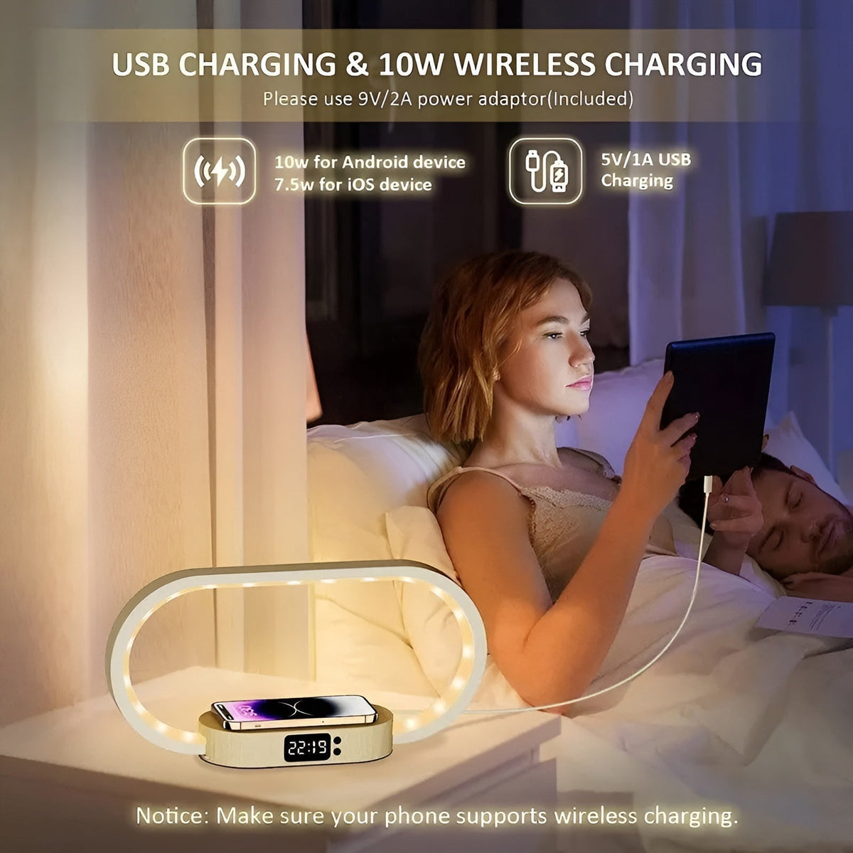RadiantCharge - Multifunctional Lamp with Wireless Charger and Clock