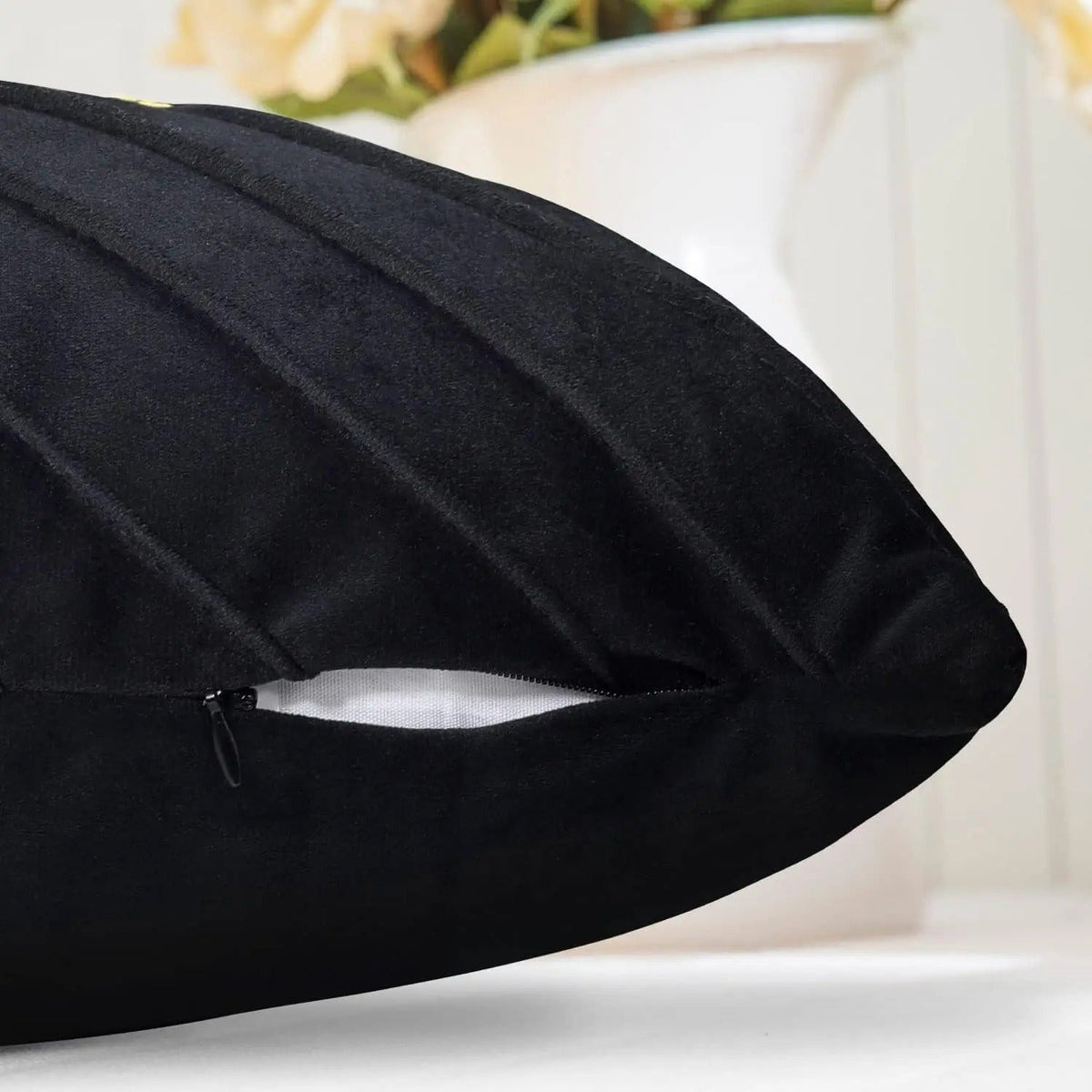Noir Elegance - Velvet Cushion Cover with Gold Sequins