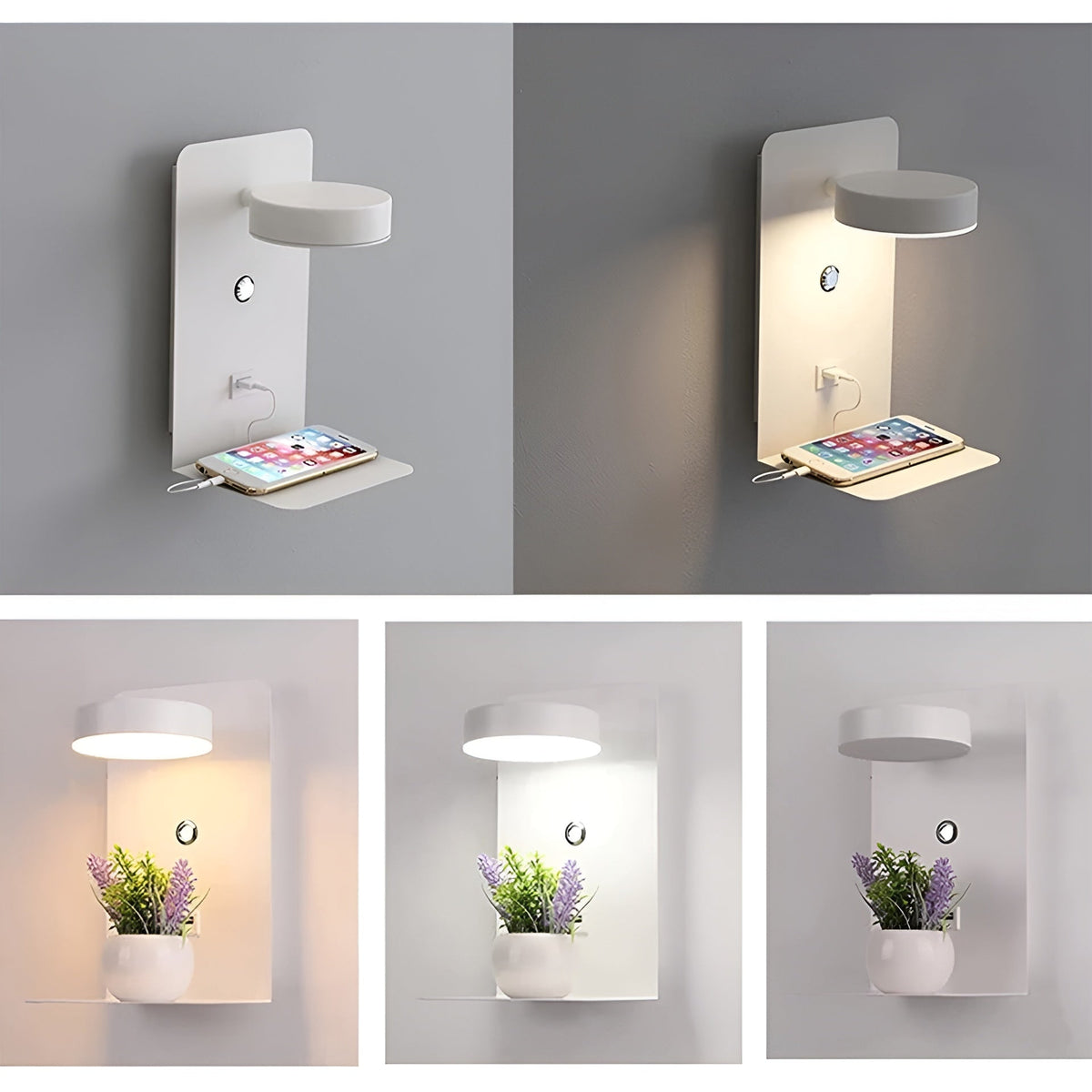 ChargeBright - LED Wall Lamp with USB Charging Port