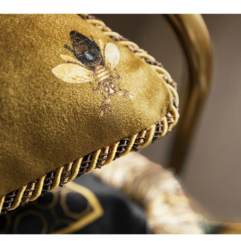 CressVelor - Royal Bee Golden Velvet Cushion Cover