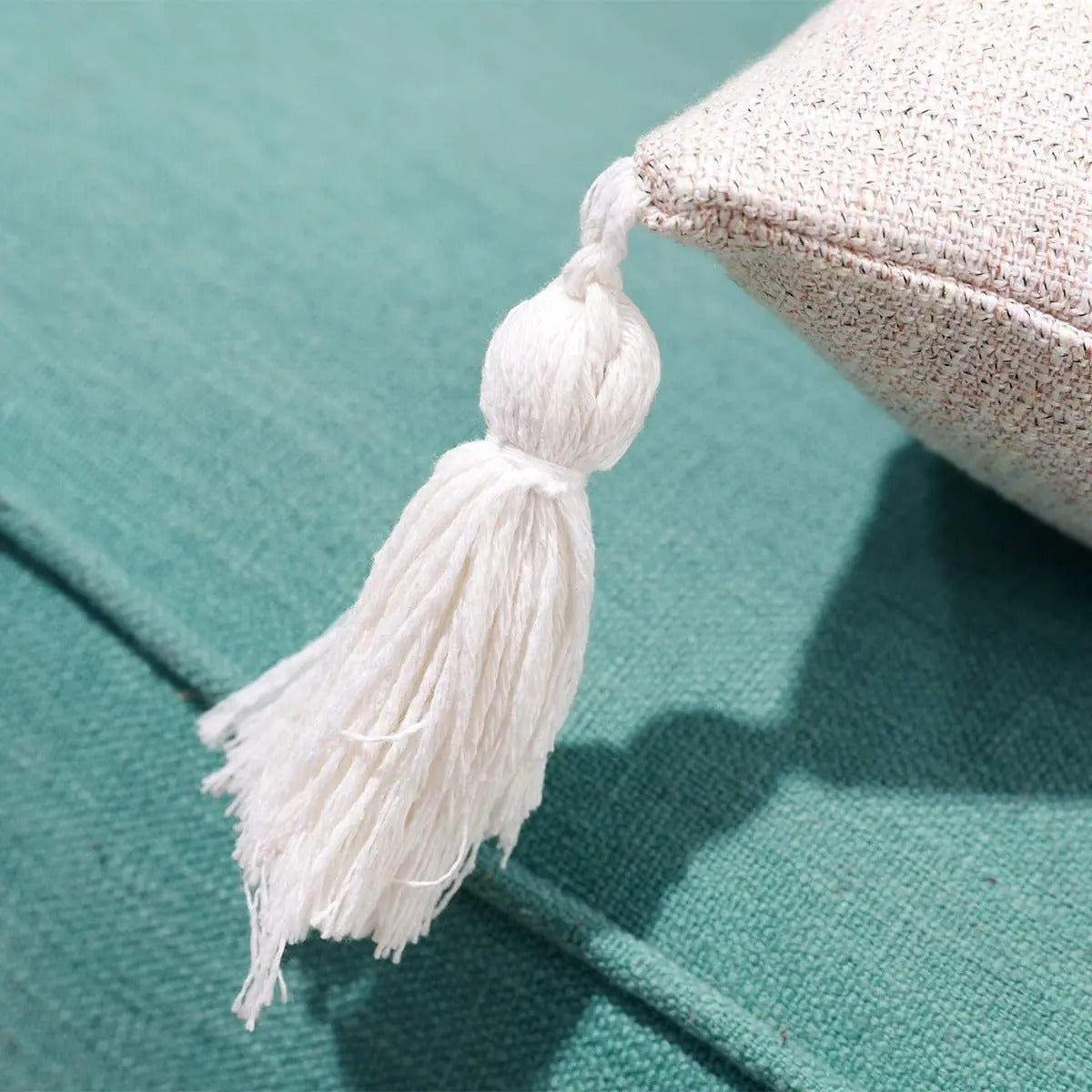 ImperialRest - Elegant Linen Pom-Pom Cushion Cover