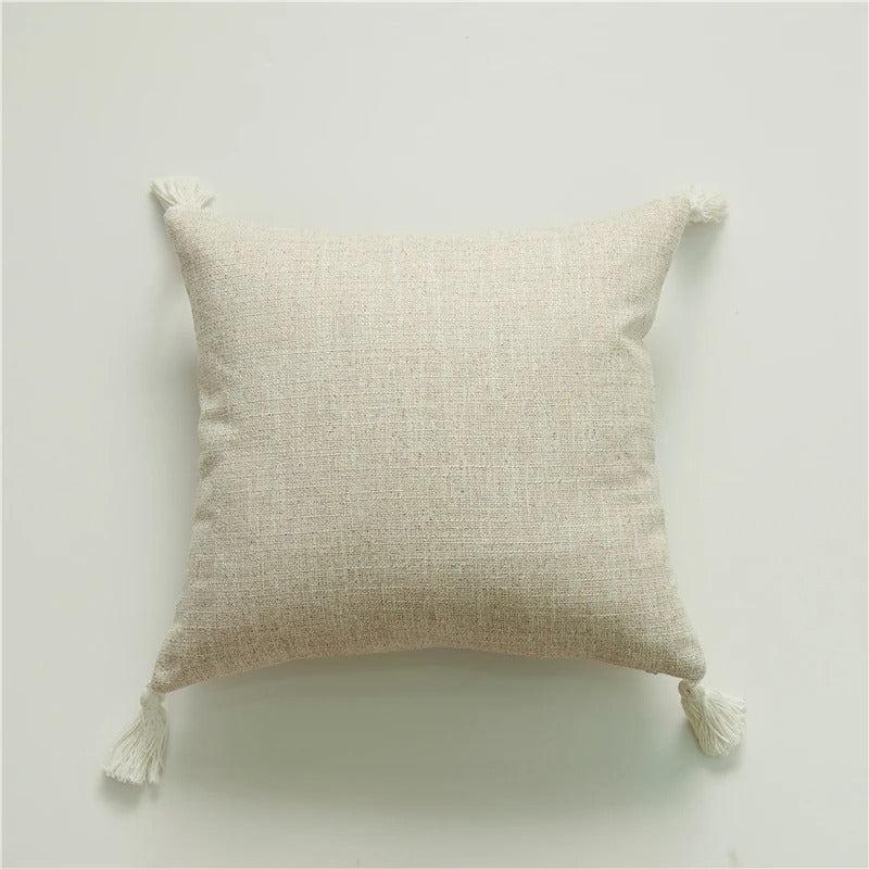 ImperialRest - Elegant Linen Pom-Pom Cushion Cover