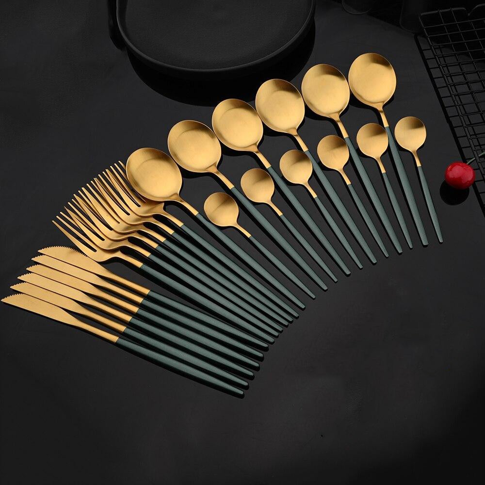 RoyalGlimmer Gold Cutlery Set - Elegant Flatware for a Luxurious Table