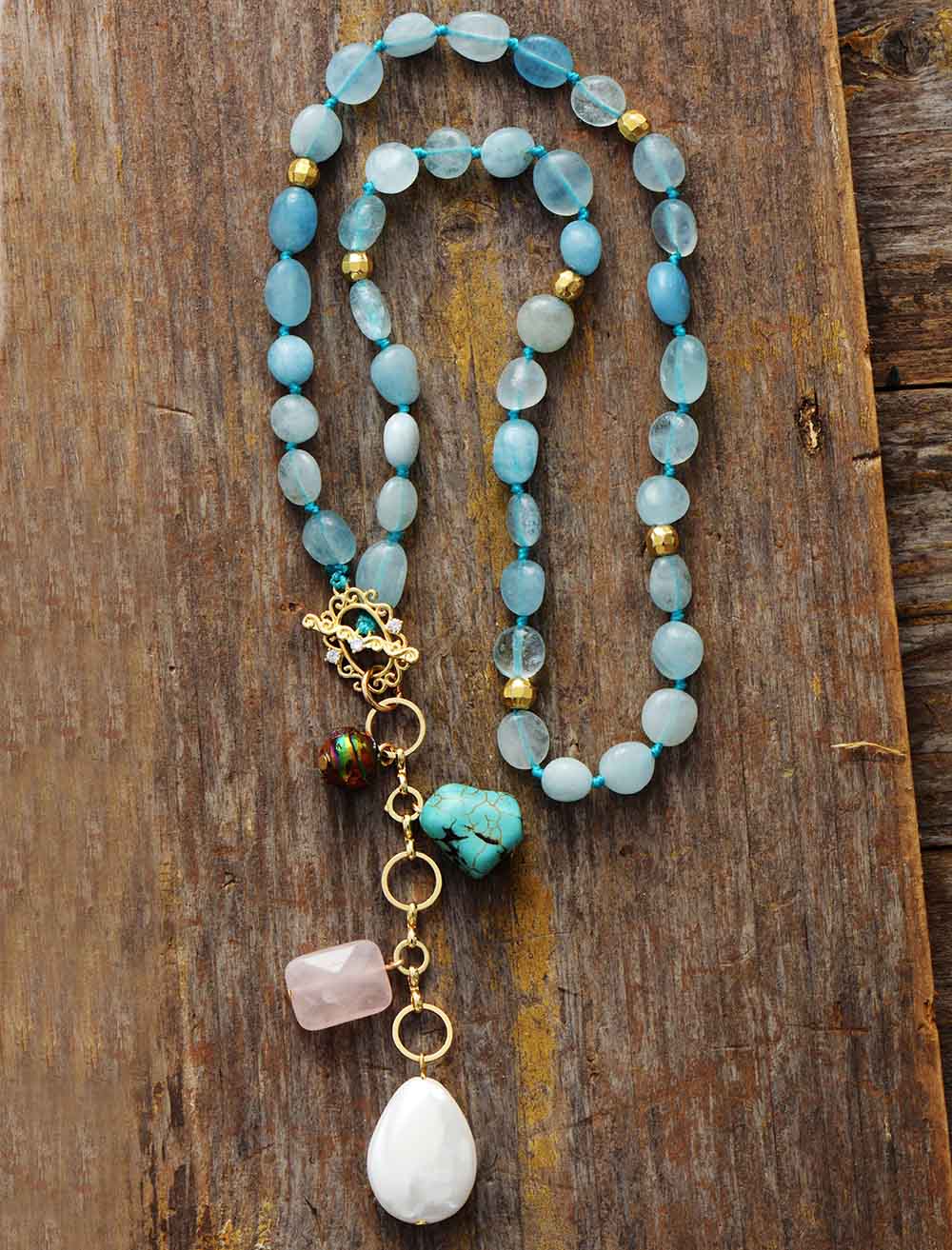 Maris - Collier mala goutte en pierres océan