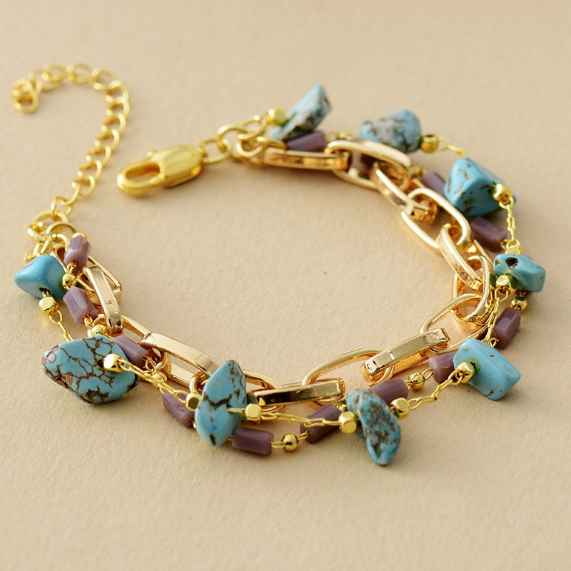 Isabelle - Bracelet en perles de turquoise et d'opale