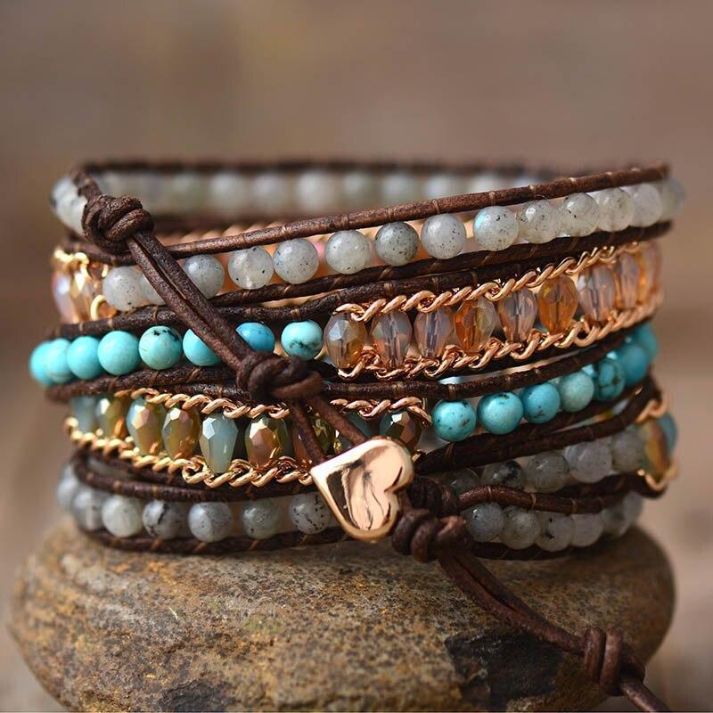 Lira Shine - Labradorite 5-Row Wrap Bracelet