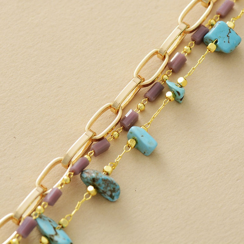 Isabelle - Bracelet en perles de turquoise et d'opale