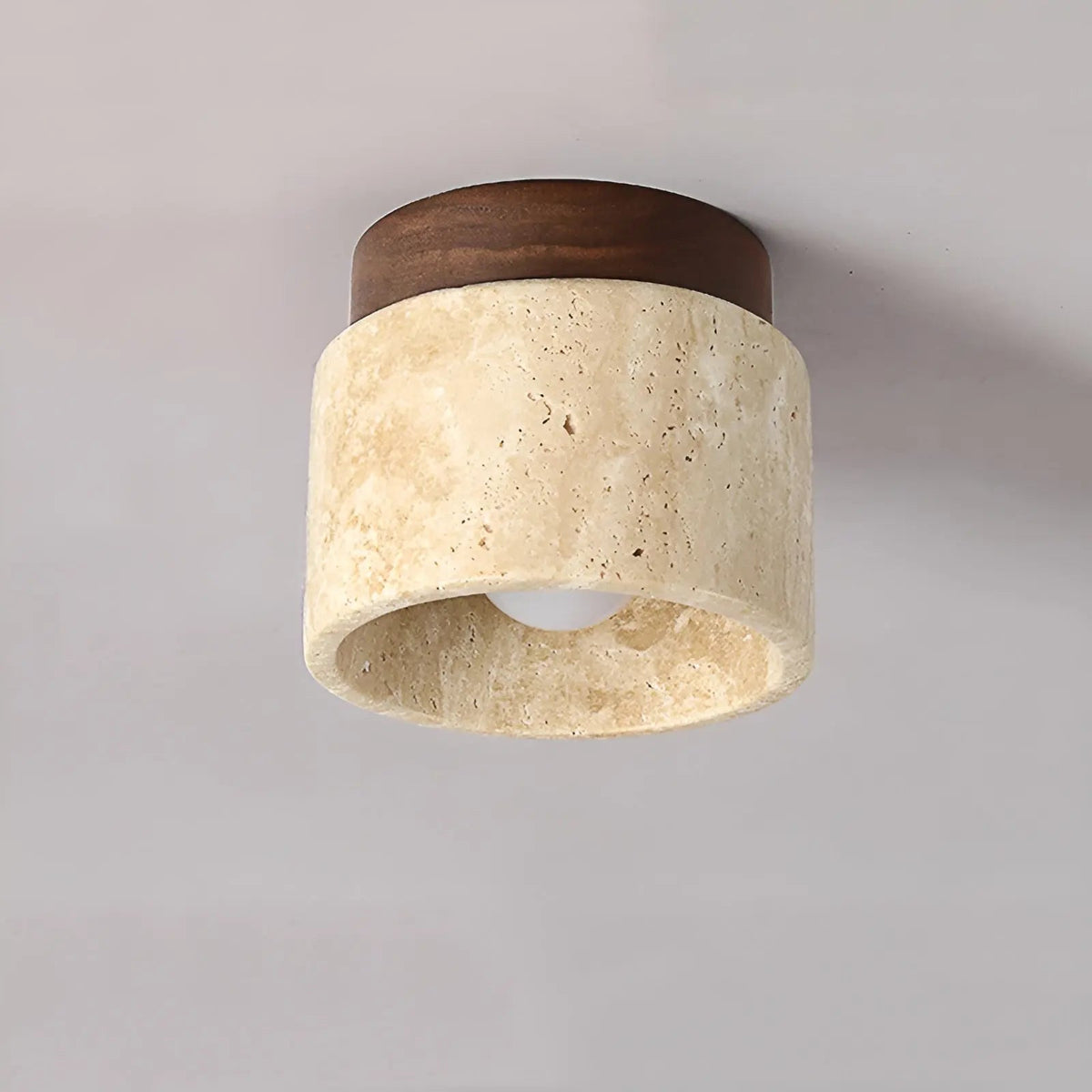 Tonoka - Japanese Travertine and Wood LED Ambient Lamp