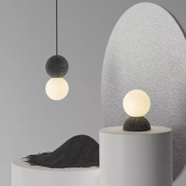 Origo - Elegant Geometric Pendant Light in Stone and Glass