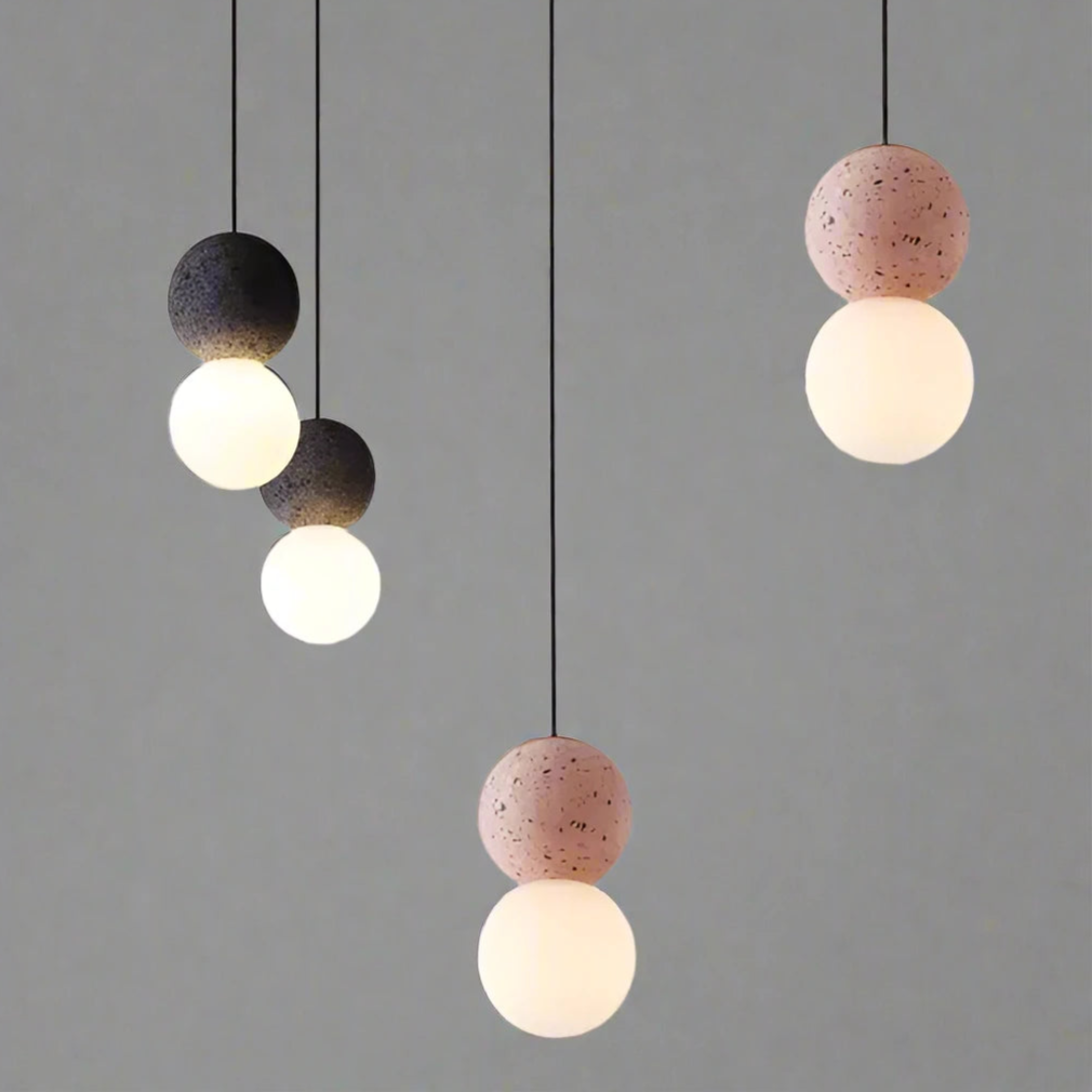 Origo - Elegant Geometric Pendant Light in Stone and Glass