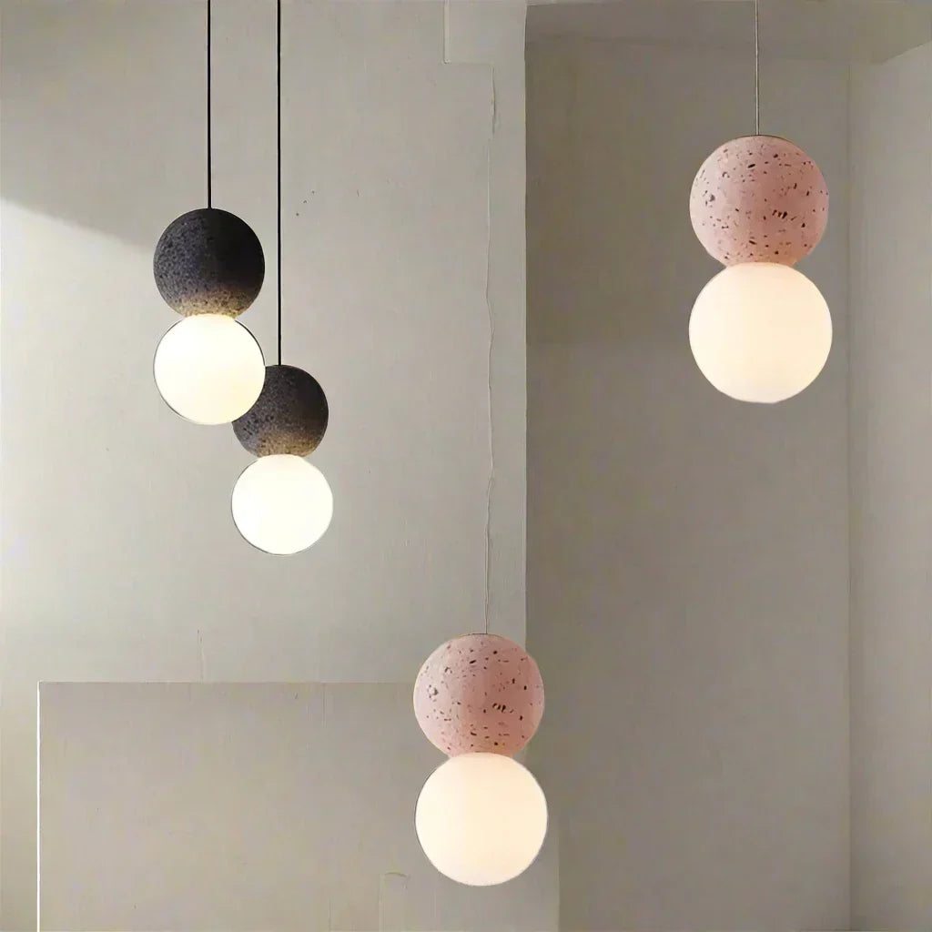Origo - Elegant Geometric Pendant Light in Stone and Glass