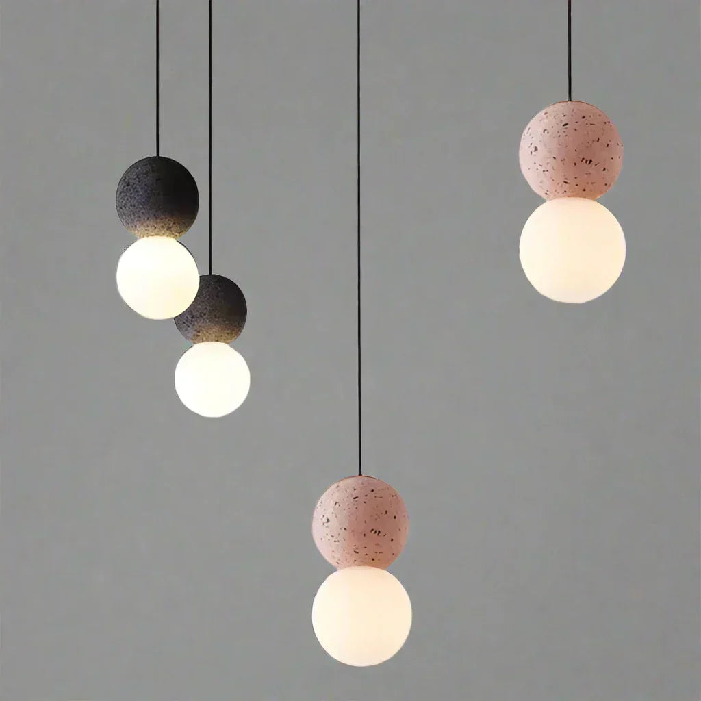 Origo - Elegant Geometric Pendant Light in Stone and Glass