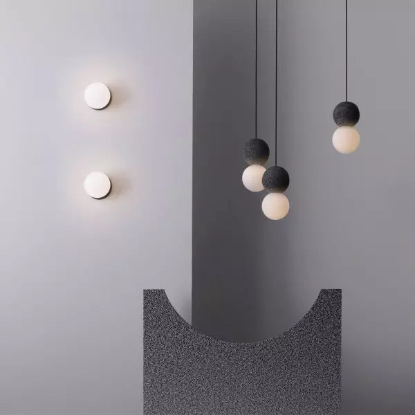 Origo - Elegant Geometric Pendant Light in Stone and Glass