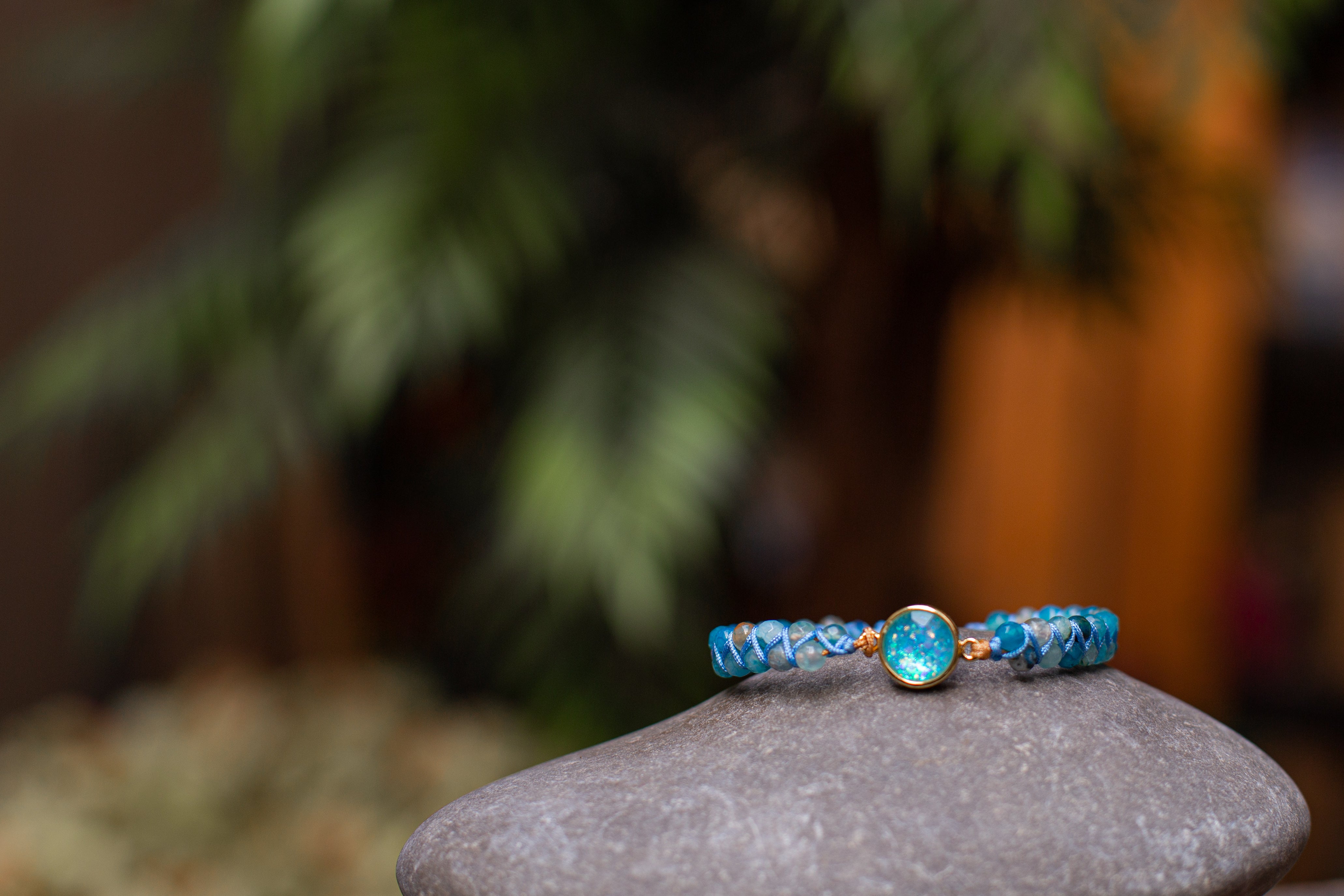 Liora - Blue Opal Beaded Bracelet with Silver-Plated Setting