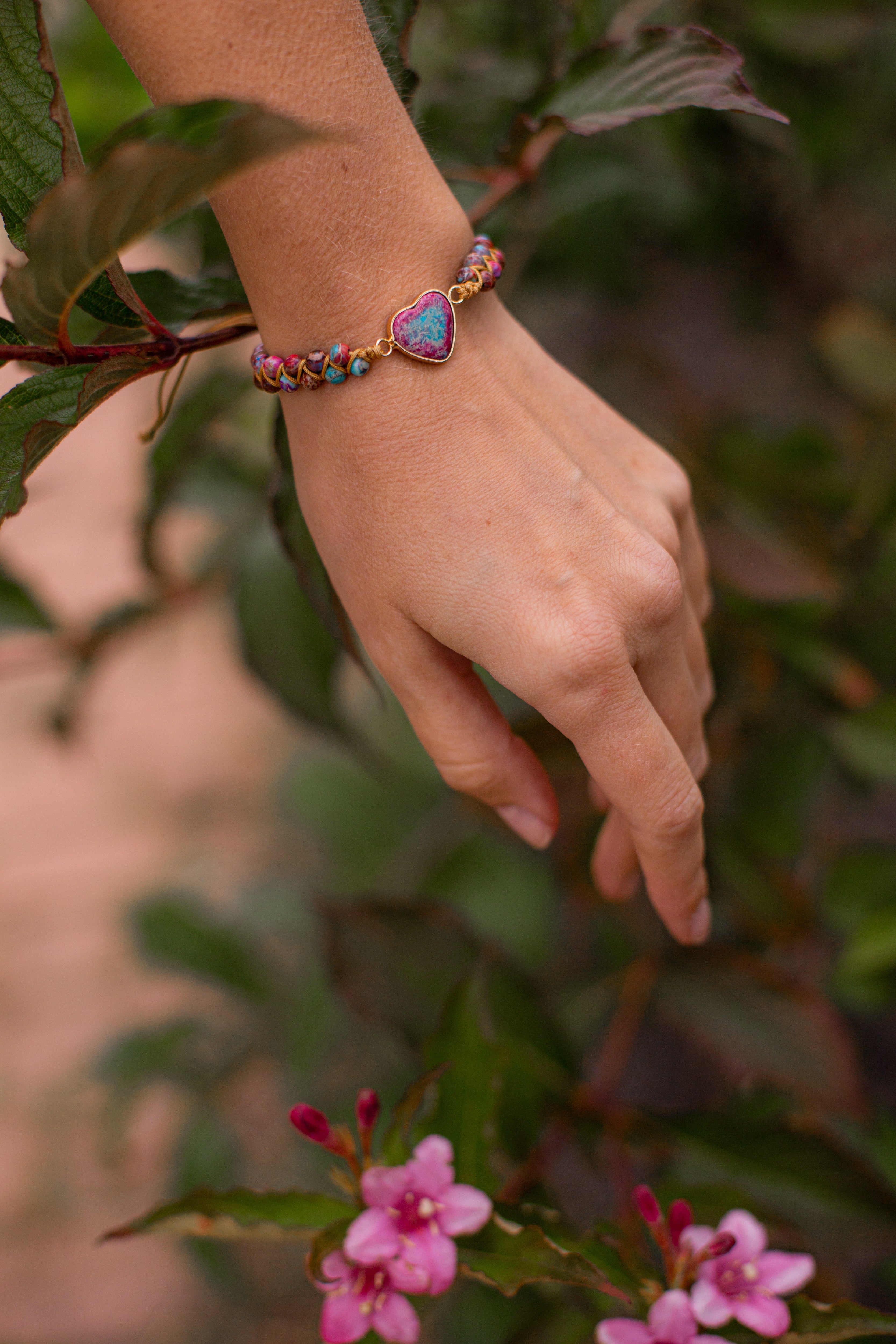 Amelie LoveStone - Bracelet en perles de jaspe naturel