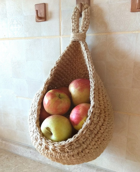 EcoWeave - Hanging Jute Wall Basket for Fruit and Vegetables