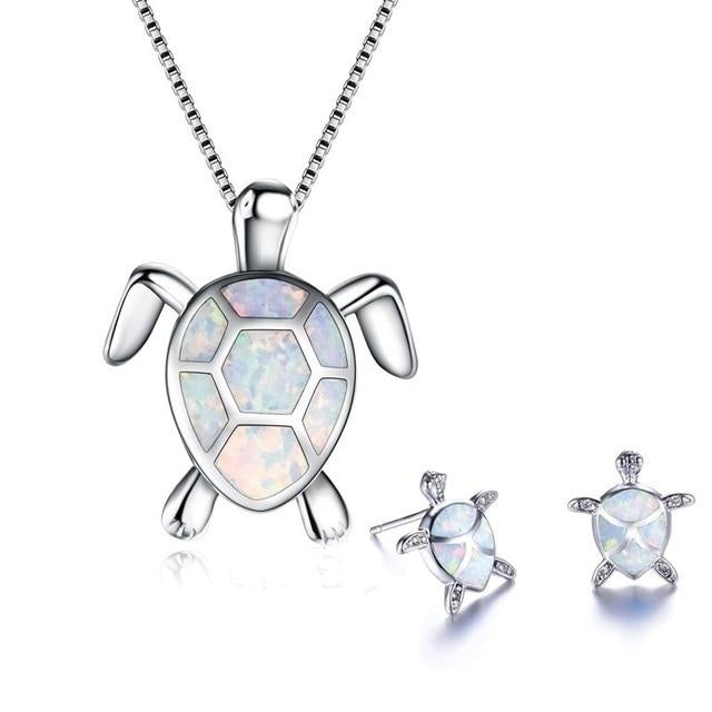 Mila - Parure tortue marine, collier et boucles