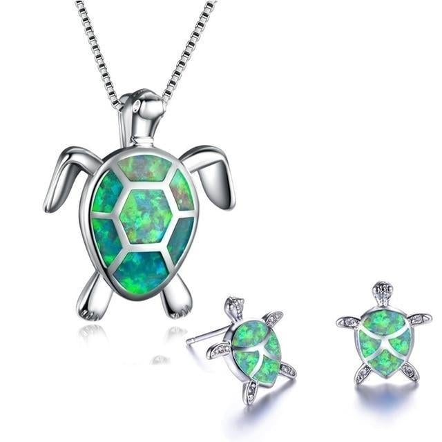 Mila - Parure tortue marine, collier et boucles