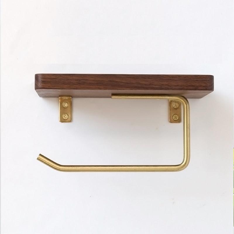 WoodNest - Porte-rouleau de papier toilette en bois avec tablette de rangement