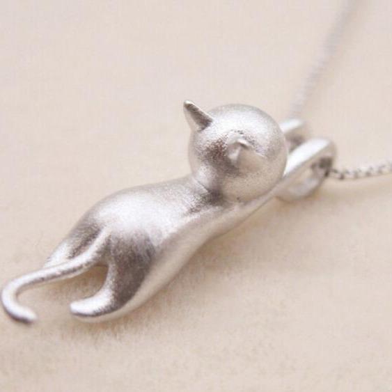 Mia - Collier petit chat joueur en argent 925