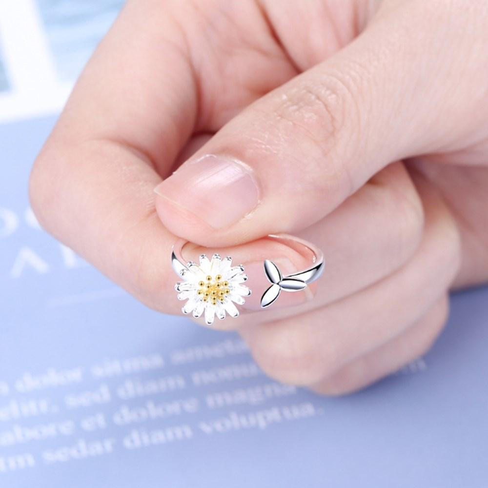 Helios - Bague tournesol réglable en argent